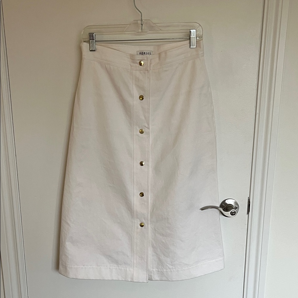 Horses Atelier White Button-Down Skirt